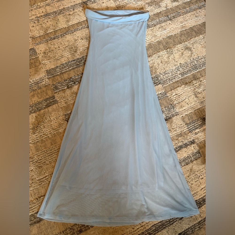 Strapless Light Blue Maxi Dress